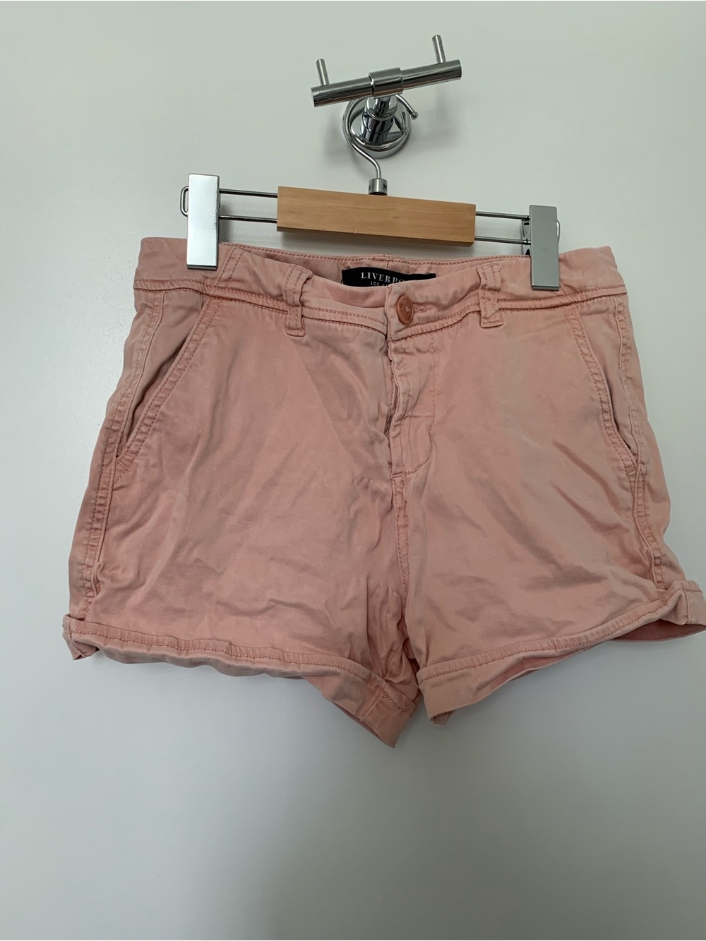 Liverpool Women's Light Pink Cotton-Blend Jean Shorts